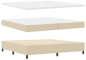 Cama com Estrado e Colchão com Luz LED - Creme, 200 x 200 cm, Tecido
