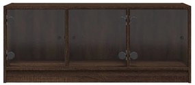 Móvel de TV c/ portas de vidro 102x37x42 cm carvalho castanho