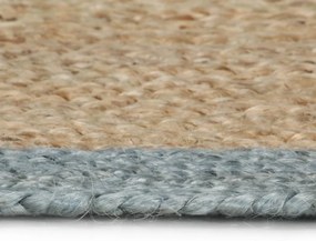 Tapete artesanal em juta com rebordo verde azeitona 150 cm
