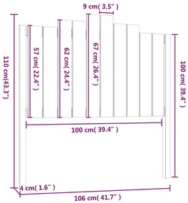 Cabeceira de cama 106x4x110 cm pinho maciço preto