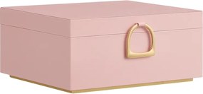 Caixa para joias 20,5 x 24 x 11 cm com pega e tabuleiro flexível rosa pastel