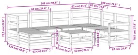 8 pcs conjunto sofás de jardim pinho maciço branco