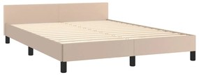 Estrutura cama cabeceira 140x200 cm couro artificial cappuccino