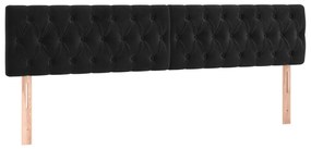 Cabeceira de cama c/ luzes LED veludo 180x7x78/88 cm preto