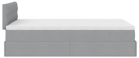 Cama otomana com colchão 120x200 cm tecido cinzento claro