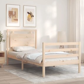 Estrutura de cama com cabeceira 90x200 cm madeira maciça