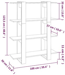 Estante/divisória 100x30x123,5 cm cor cinzento cimento