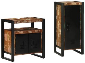 vidaXL Conjunto de Móveis para Banheiro com prateleira com armazenamento com porta 2 pcs