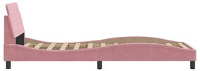 Estrutura cama c/ cabeceira sem colchão 90x190 cm veludo rosa