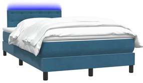 Cama com molas/colchão 120x210 cm veludo azul-escuro
