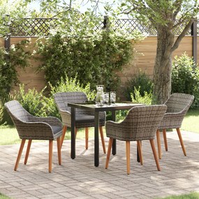 vidaXL Conjunto de Jantar de Jardim 5 Peças Cinza em Rattan Polivalente