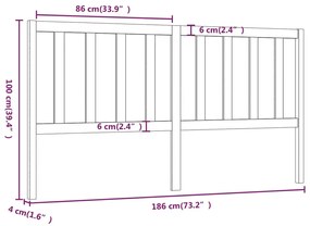 Cabeceira de cama 186x4x100 cm pinho maciço preto