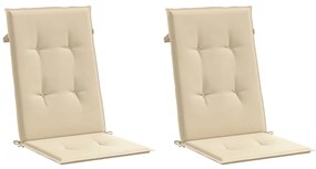 Almofadões para cadeiras altas de jardim 2 pcs tecido bege