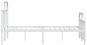 Estrutura de cama com cabeceira e pés 120x200 cm metal branco