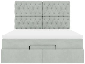 Estrutura cama otomana colchões 140x200cm veludo cinzento claro