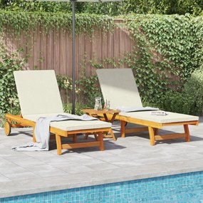 Camas de Sol vidaXL 2 pcs com Rodas e Almofada em Madeira Sólida Acáci