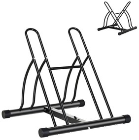 HOMCOM Suporte de Estacionamento Cruzado para 2 Bicicletas Aço Portátil 60x54x57 cm Preto