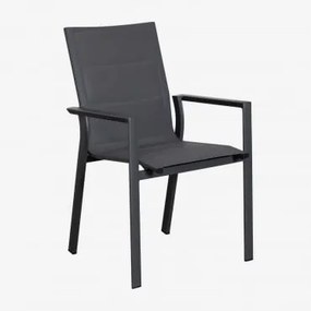 Pack De 2 Cadeiras De Jardim Empilháveis Com Apoios De Braços Em Alumínio Karena Cinza Grafito - Sklum