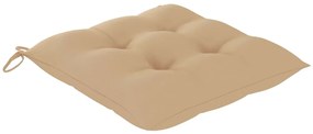 Cadeiras de jardim c/ almofadões beges 8 pcs teca maciça