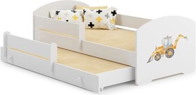 Cama Criança Luk 160x80 - Escavadora Branca - colchão e estrado incluído