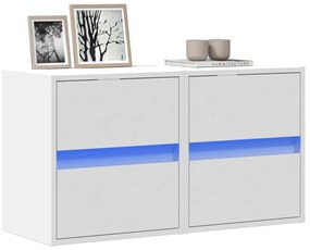 Móveis de parede p/ TV com luzes LED 2 pcs 41x31x45 cm branco