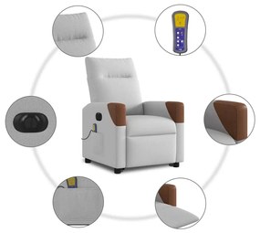 Poltrona elétrica elevatória massagens tecido cinzento-nublado