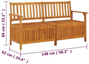 Banco de arrumação 148 cm madeira de acácia maciça