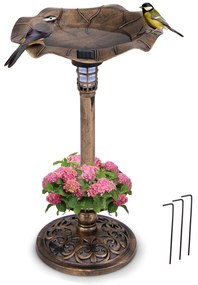 Bebedoro para aves com luz solar para jardim Ø43 x 76 cm bronze