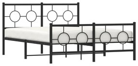 Estrutura de cama com cabeceira e pés 140x200 cm metal preto