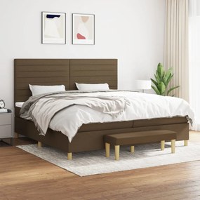 vidaXL Cama com molas/colchão 200x200 cm tecido castanho-escuro