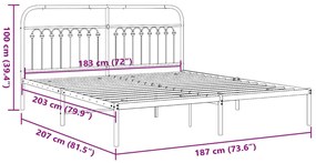 Estrutura de cama com cabeceira 183x203 cm metal branco