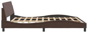 Estrutura cama c/ cabeceira 180x200cm couro artificial castanho