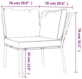 Cadeira de jardim com almofadões cinzentos 76x76x79 cm aço