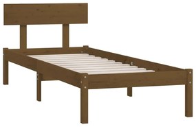 Estrutura de cama solteiro 90x190 cm pinho maciço castanho mel