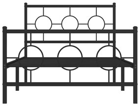 Estrutura de cama com cabeceira e pés 100x190 cm metal preto