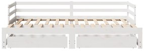 Sofá-cama com gavetão e gavetas sem colchão 90x190 cm branco