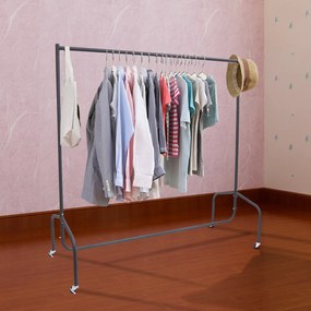 Suporte para cabide roupa 120x60x150 cm Tubo de ferro 4 rodas Homcom