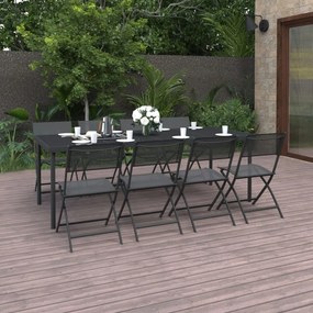 vidaXL 9 pcs conjunto de jantar para exterior aço