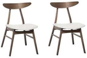 Conjunto de 2 cadeiras de jantar em madeira castanha escura e branco LYNN Beliani