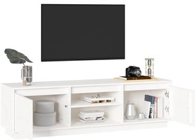 Móvel de TV 140x35x40 cm madeira de pinho maciça branco