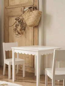 Mesa e 2 cadeiras com recorte ondulado para criança branco