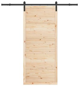Porta Deslizante Castanho 90 x 208 cm Madeira de pinho maciça