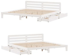 Cama sem colchão 200x200 cm madeira de pinho maciça branco
