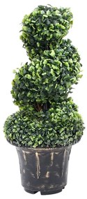 336507 vidaXL Planta artificial buxo em espiral com vaso 59 cm verde