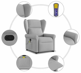 Poltrona elevatória de massagens tecido cinzento-nublado