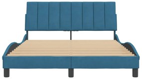 Estrutura de cama com cabeceira 140x190 cm veludo azul