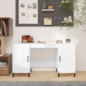 812777 vidaXL Secretária 140x50x75 cm derivados de madeira branco brilhante