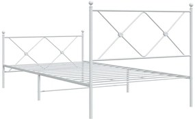 Estrutura de cama com cabeceira e pés 107x203 cm metal branco