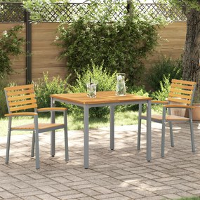 vidaXL Conjunto de Jantar de Jardim 3 Peças em Madeira Sólida de Acácia e Metal