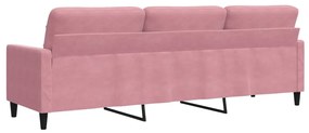 Sofá de 3 lugares 210 cm veludo rosa